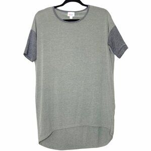NEW - LULAROE Irma In Heathered Olive Green Bodice With Gray Sleeves - Size XXS